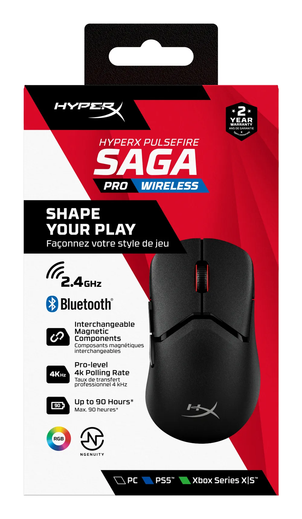 HyperX Pulsefire Saga Pro Wireless Gaming-Maus Schwarz