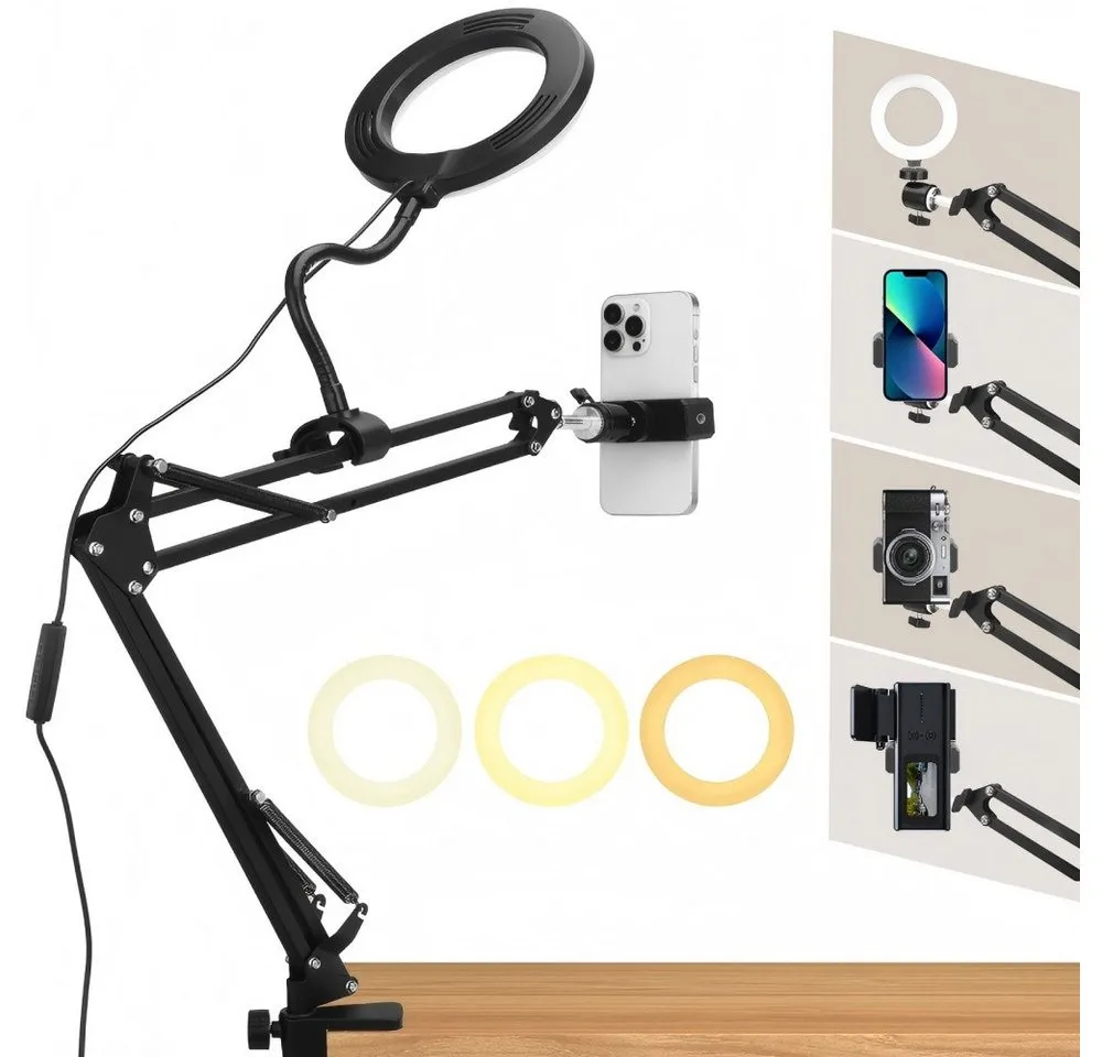 i@home Handy-Halterung, (für Aufnahmen, Deckenhalterung mit Ringlicht, verstellbarer)