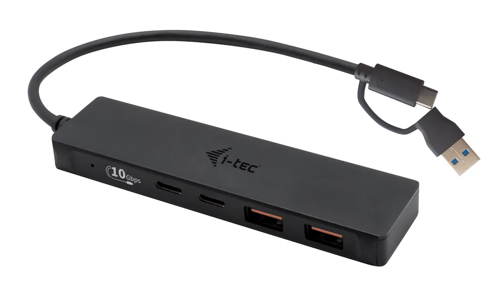 Hub i-tec 4 Ports 10Gbps USB-C/USB-A Metall Überspannungsschutz ultrakompakt