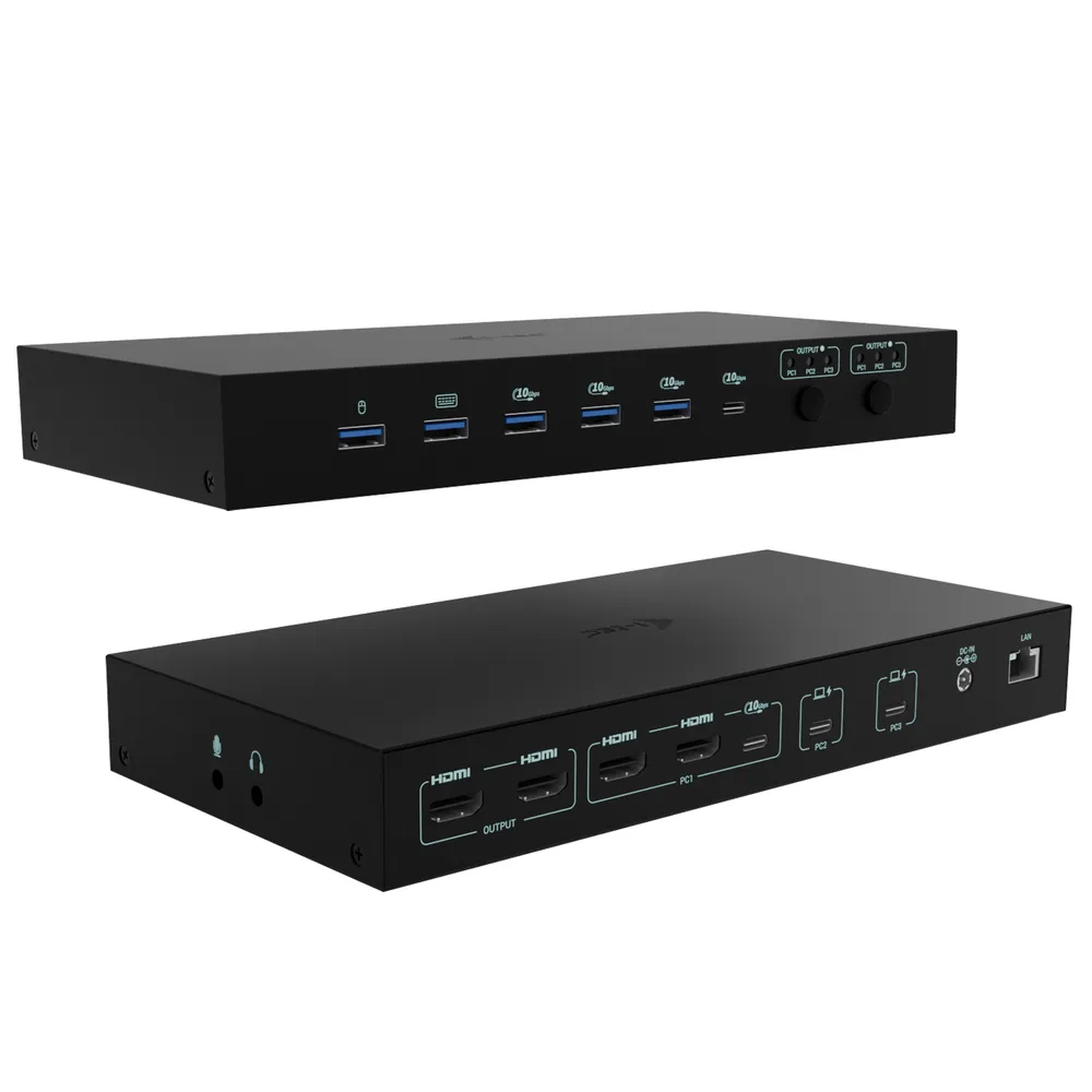 Dockingstation I-Tec USB-C KVM Dock PRO Drei Hosts Dual 4K Power Delivery