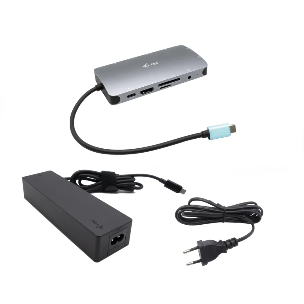 USB-C Docking Station i-tec Metal Nano Dock HDMI VGA LAN 100W Ladegerät USB-C Hub Grau
