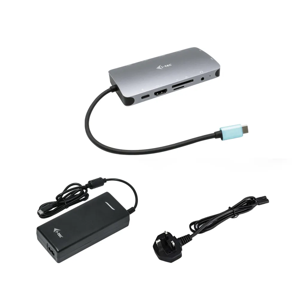 Docking Station I-Tec Metal Nano HDMI VGA LAN USB-C 112W Silber