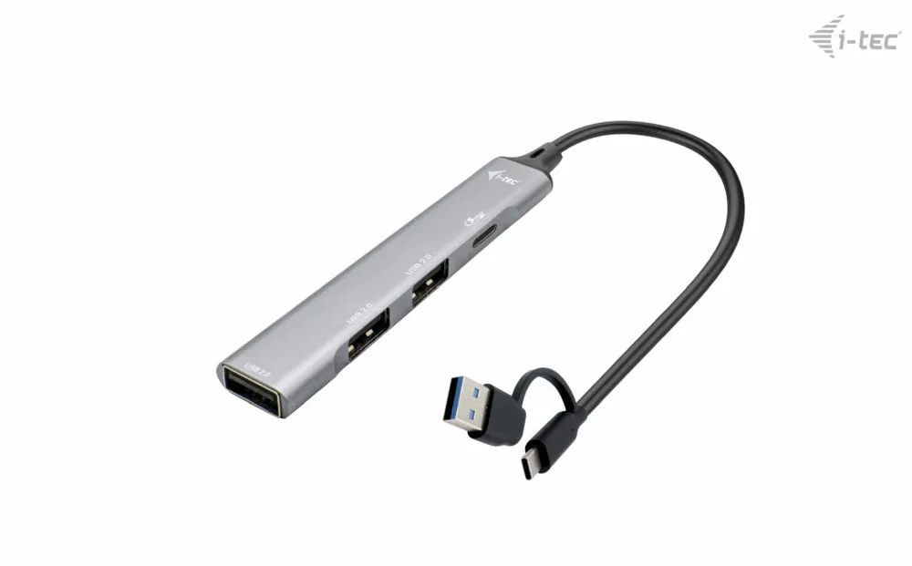 Hub i-tec 4 Ports 5 Gbps USB 3.0/2.0 Metall Kompakt Silber