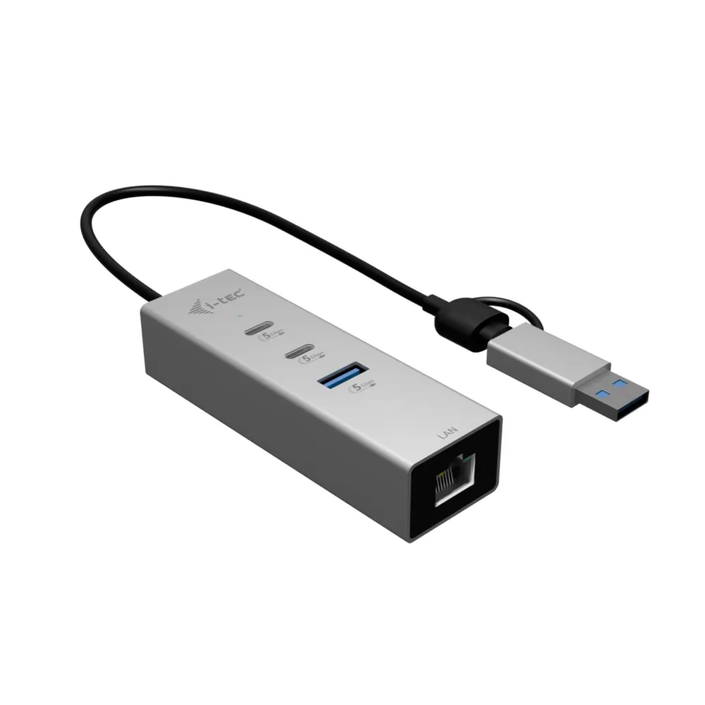 Hub i-tec 4 Ports 5 Gbit/s USB-C/USB-A 2.5GLAN Metall Silber