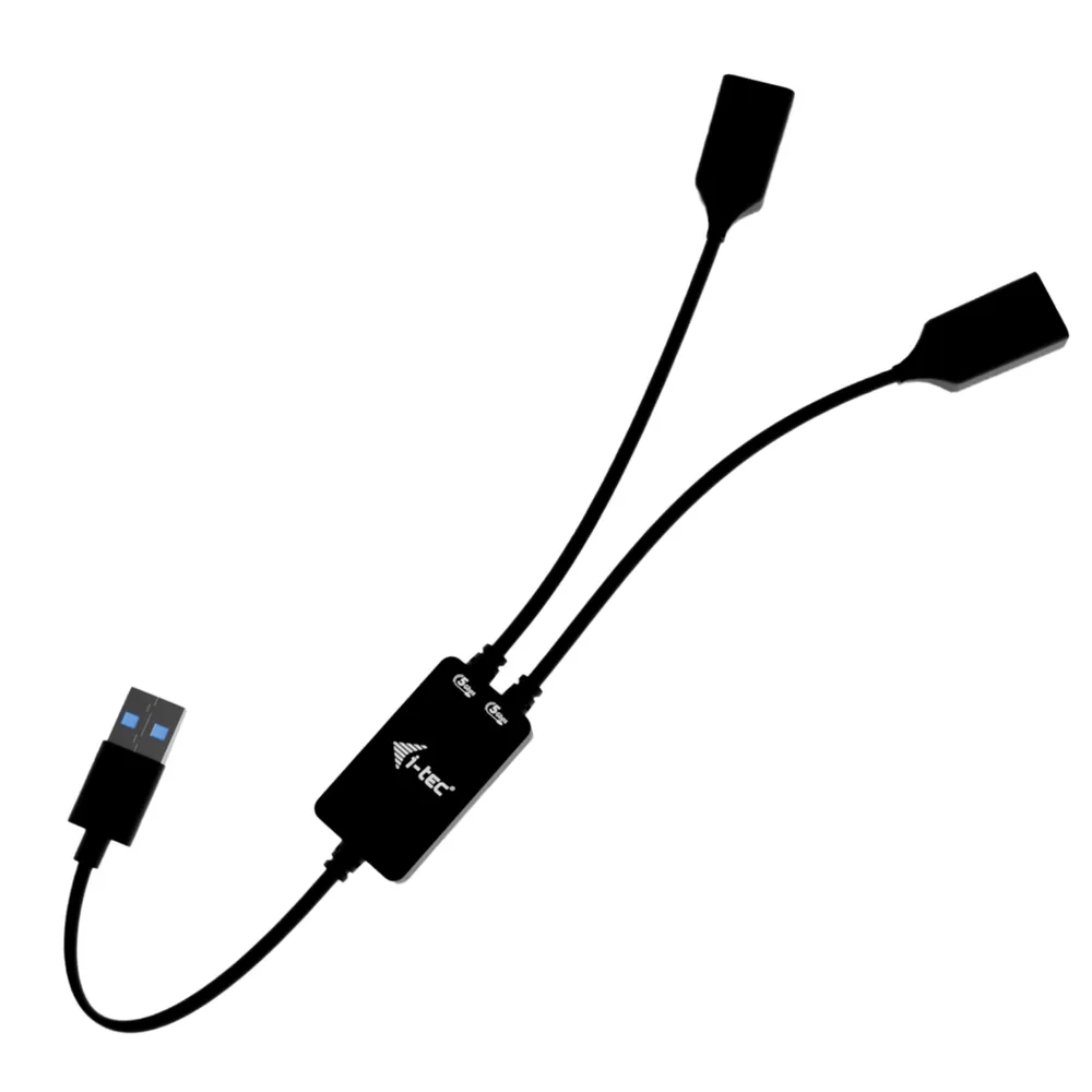 Hub I-Tec 2 Ports USB-A 5 Gbps USB 3.2 Gen 1 Kabel 0,1 m Schwarz