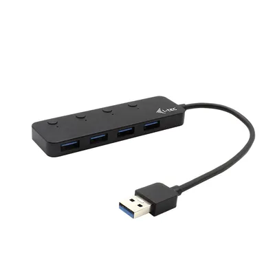 USB Hub QUO I-Tec 4 Port USB 3.2 Gen 1 5 Gbps Metall Einzelschalter Schwarz