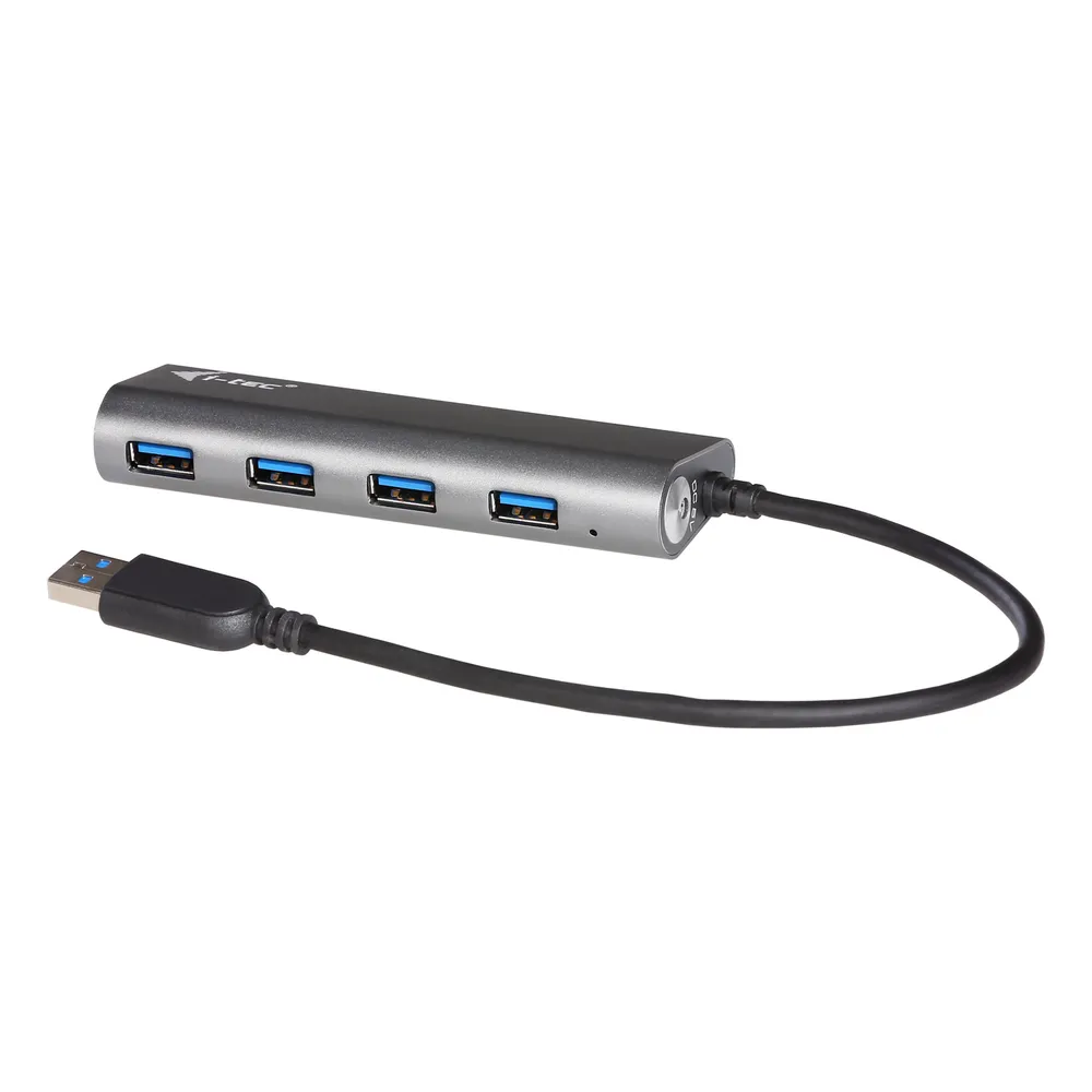 Hub USB i-tec Metal USB 3.0 4 Ports Extern Speist 5000 Mbit/s Grau