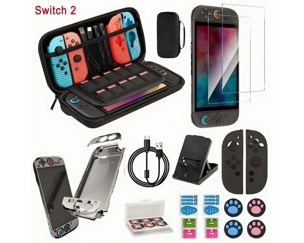 ibettertec 14-in-1-Zubehörset Kompatibel mit Nintendo Switch 2 Nintendo-Controller (Nintendo Switch 2 Zubehör Spielekonsolen-Tasche, NintendoSchutzhülle mit Displayschutz, für Switch Konsole und Zubehör)