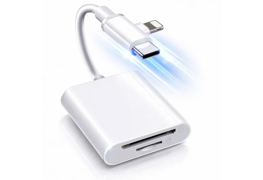 ibettertec 3-in-1 Kartenleser USB-C & Lightning Adapter, SD Kartenleser microSD USB-Adapter TF Speicherkartenleser, Plug & Play Kartenadapter für iPhone, iPad zu Smartphone, Tablet und Laptop