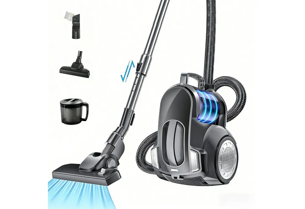 ibettertec Bodenstaubsauger Beutelloser Staubsauger starke Saugleistung,Kompakt Leicht Staubsauger, 900 W, beutellos, für Hartböden Teppiche,leise,2,5L Staubbehälter, 5m Kabel