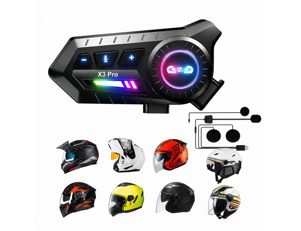 ibettertec Helm Headset,Motorrad Bluetooth Headset mit 1000mah IP67 wasserdicht Bluetooth-Kopfhörer (ntegriertes FM-Radio, Motorrad Intercom Headset,Einseitiger Kopfhörer,Bluetooth-Kopfhörer)