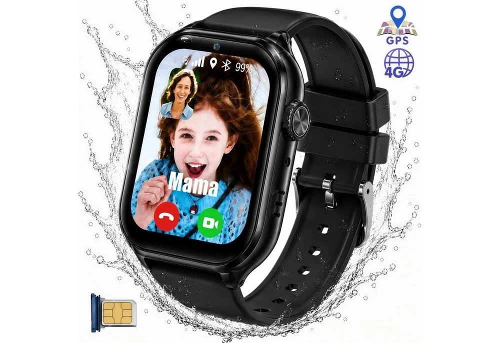 ibettertec Kinderuhr 2026 Smartwatch Kinder mit GPS und 4G, Installierbare APP Smartwatch (Smartwatch cm) 1,83", 8GB, GPS+LES+WiFi, 4G-LTE, IP67, SOS, Bluetooth