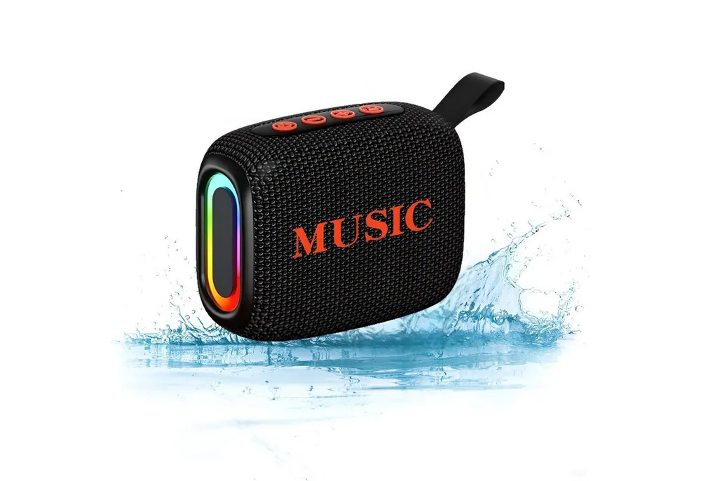 ibettertec Mini Bluetooth Lautsprecher mit RGB, Musikbox Bluetooth 5.3, IPX5 Lautsprecher (Tragbare Bluetooth-Lautsprecher,1200mAh,10m Reichweite,mit Haken)