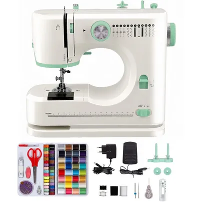 ibettertec Nähmaschine Nähmaschine Haushaltsnähmaschine mit 12 Stichmustern Nähzubehör-Set, 12 Programme, Tragbare Nähmaschine mit Doppelnadel, 2 Geschwindigkeit für Anfänger