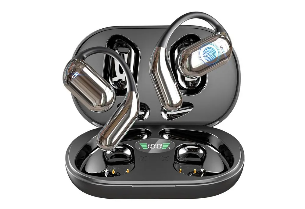 ibettertec Open Ear Kopfhörer, In Ear Ohrhörer, Bluetooth 5.3 Sport-Kopfhörer Open-Ear-Kopfhörer (Reduzierung des Anrufrauschens und Intelligente Bassoptimierung, ENC Noise Cancelling Earbuds, 60 Std Laufzeit, IPX7 Wasserdichte Kabellose Sport Bluetooth Kopfhörer mit Ohrhaken, für Übung, Büro und Langzeitgebrauc, Bluetooth Kopfhörer)