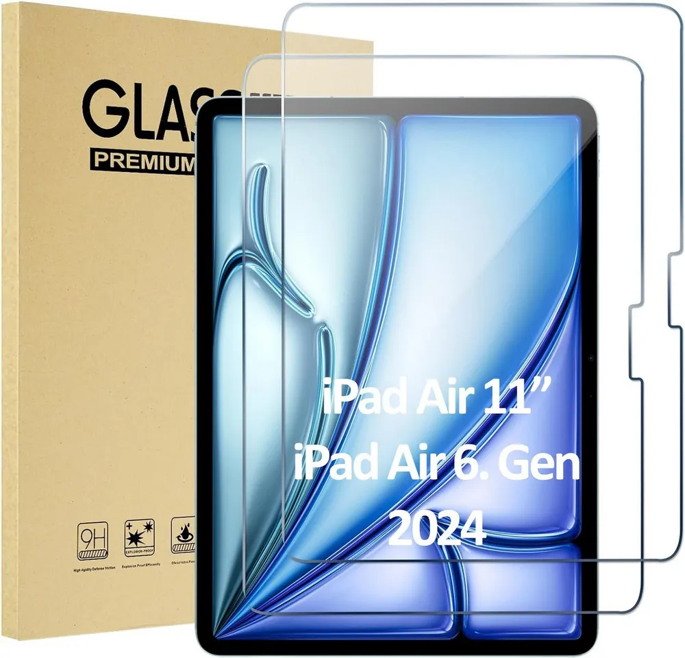 ibettertec Schutzfolie Panzerglas für iPad Air 11 Zoll/iPad Air 7/6. Generation Schutzfolie, (Displayschutz Kompatibel mit iPad Air 11 Zoll M3 2025/ M2 2024 (7/6. Generation), iPad Air 7/6.Generation (11 Zoll,Modelle 2024/2025), 9H Härte 2.5D [Hohe Auflösung][Anti-Bläschen][Anti-Kratzen]