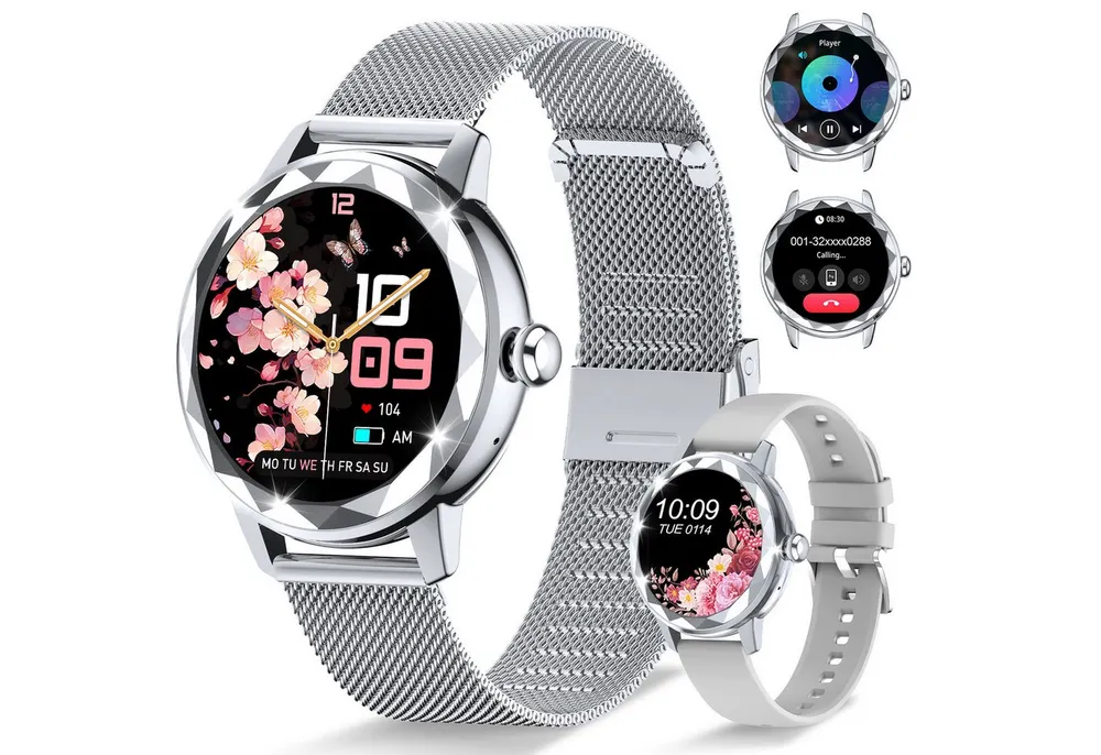 ibettertec Smartwatch Damen, mit Anruffunktion Smartwatch (Fitnessuhr mit Telefonfunktion/WhatsApp Notiz,Smartwatch Fitness Tracker Uhr IP68 Wasserdicht,1.2" HD Voll Touchscreen Fitnessuhr Tracker mit Blutsauerstoff/Pulsmesser/Sportuhr/Schrittzähler/Schlafmonitor Aktivitätstracker usw für iOS/Android Uhren Watch cm)