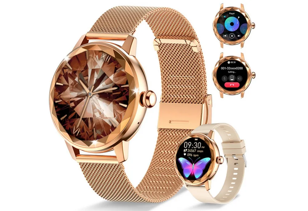 ibettertec Smartwatch Damen, mit Anruffunktion Smartwatch (Fitnessuhr mit Telefonfunktion/WhatsApp Notiz,Smartwatch Fitness Tracker Uhr IP68 Wasserdicht,1.2" HD Voll Touchscreen Fitnessuhr Tracker mit Blutsauerstoff/Pulsmesser/Sportuhr/Schrittzähler/Schlafmonitor Aktivitätstracker usw für iOS/Android Uhren Watch cm)