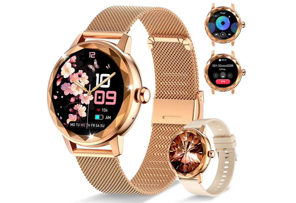 ibettertec Smartwatch Damen, mit Anruffunktion Smartwatch (Fitnessuhr mit Telefonfunktion/WhatsApp Notiz,Smartwatch Fitness Tracker Uhr IP68 Wasserdicht,1.2" HD Voll Touchscreen Fitnessuhr Tracker mit Blutsauerstoff/Pulsmesser/Sportuhr/Schrittzähler/Schlafmonitor Aktivitätstracker usw für iOS/Android Uhren Watch cm)
