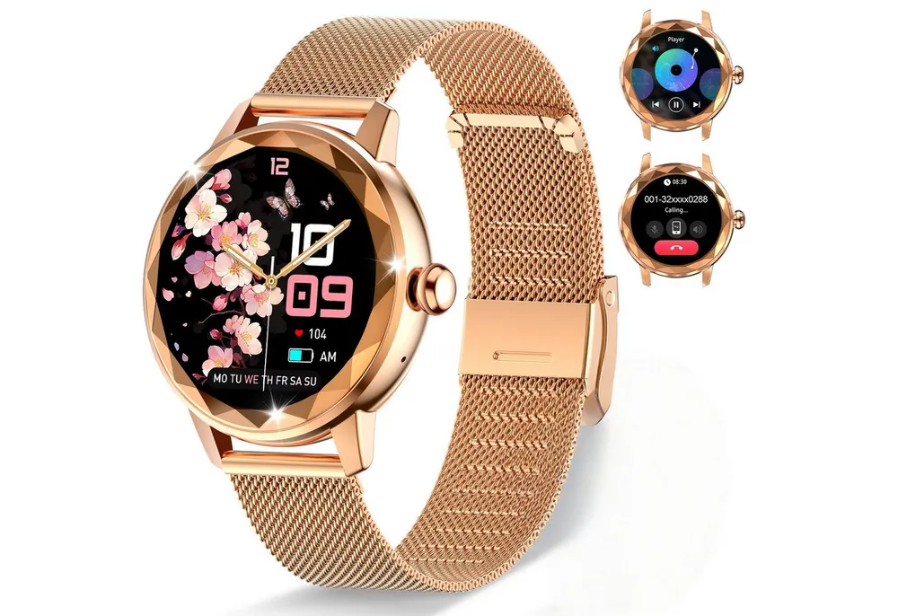 ibettertec Smartwatch Damen, mit Anruffunktion Smartwatch (Fitnessuhr mit Telefonfunktion/WhatsApp Notiz,Smartwatch Fitness Tracker Uhr IP68 Wasserdicht,1.2" HD Voll Touchscreen Fitnessuhr Tracker mit Blutsauerstoff/Pulsmesser/Sportuhr/Schrittzähler/Schlafmonitor Aktivitätstracker usw für iOS/Android Uhren Watch cm)