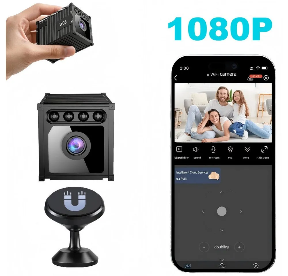 ibettertec Überwachungskamera 1080p HD Wifi Mini Kamera mit Nachtsicht & Alarm,Indoor Kamera (Bewegungserkennung,Magnetische Halterung,800mah,150° Ultra-Weitwinkel, innenbereich,WiFi Wireless,Cloud-Speicher, für zu Hause, im Büro)