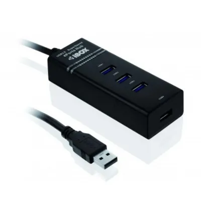 Hub iBOX 4 Ports 5000 Mbit/s USB 3.2 Gen 1 IUH3FB mit 0,5 m Kabel Schwarz