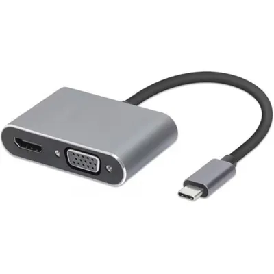 USB Hub iBox 4-in-1 USB-C HDMI VGA 100W Ladefunktion