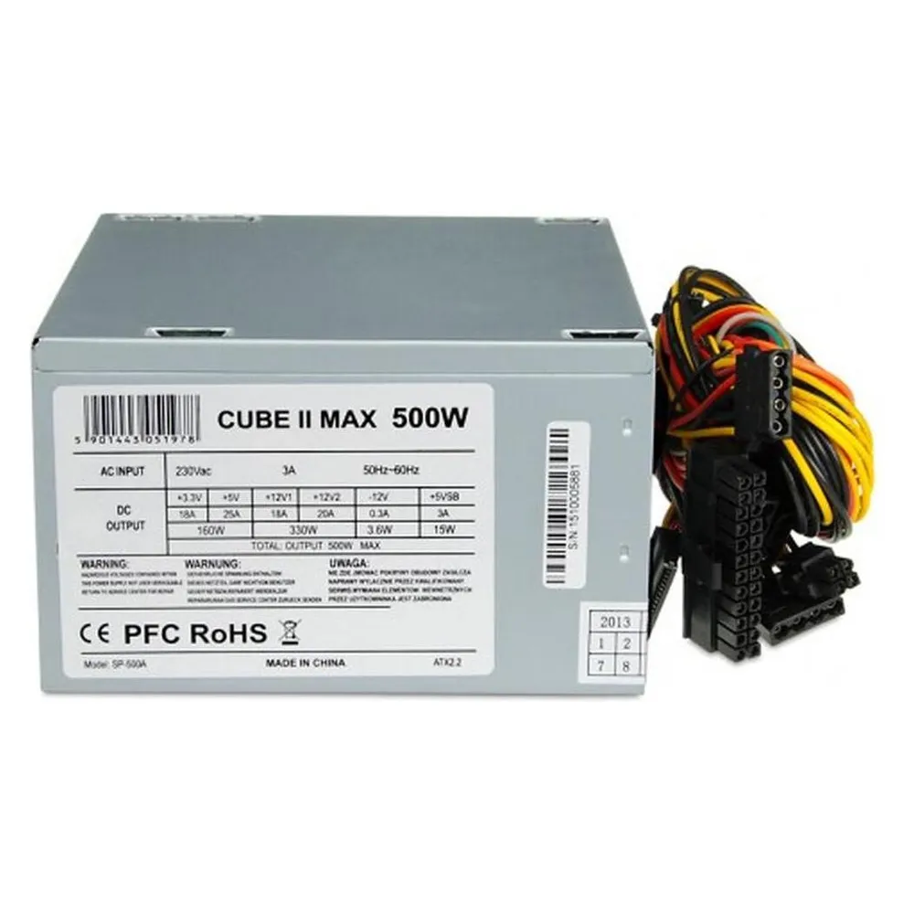Netzteil iBox 500W Ohne Zertifizierung CUBE II Silber 20+4 Pin ATX