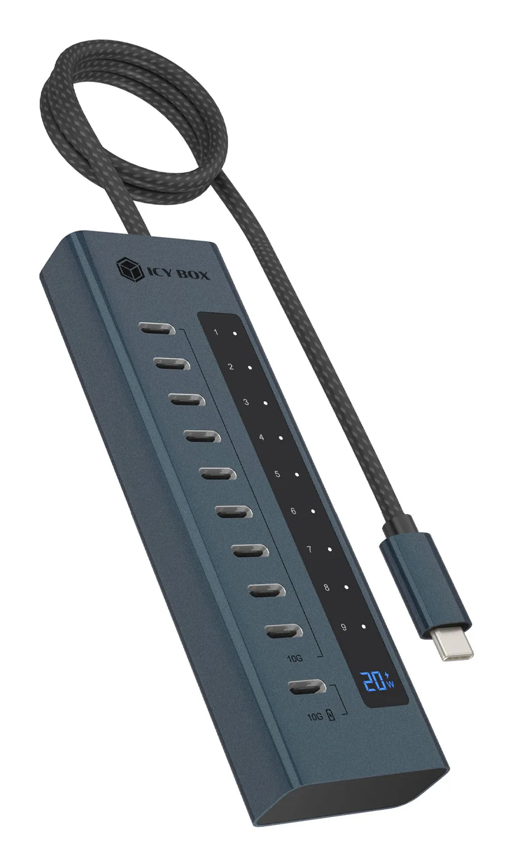 Hub ICY BOX 10 Ports 10 Gbit/s IB-HUB1450-C31 Aluminium Anthrazit 20W