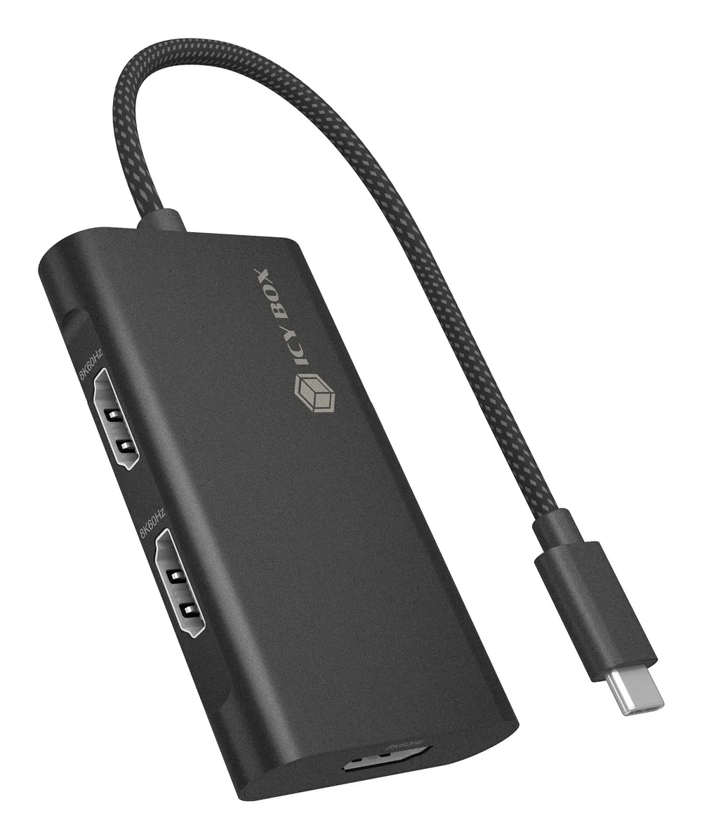 Hub ICY BOX 3 HDMI-Anschlüsse 10 Gbps USB 3.2 Gen 2 IB-AD1030-C Kabel 20 cm