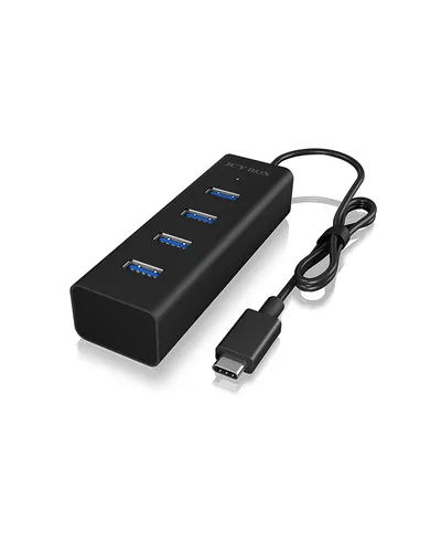 Hub ICY BOX 4 Ports 5000 Mbit/s IB-HUB1409-C3 Aluminium Schwarz USB 3.2 Gen 1