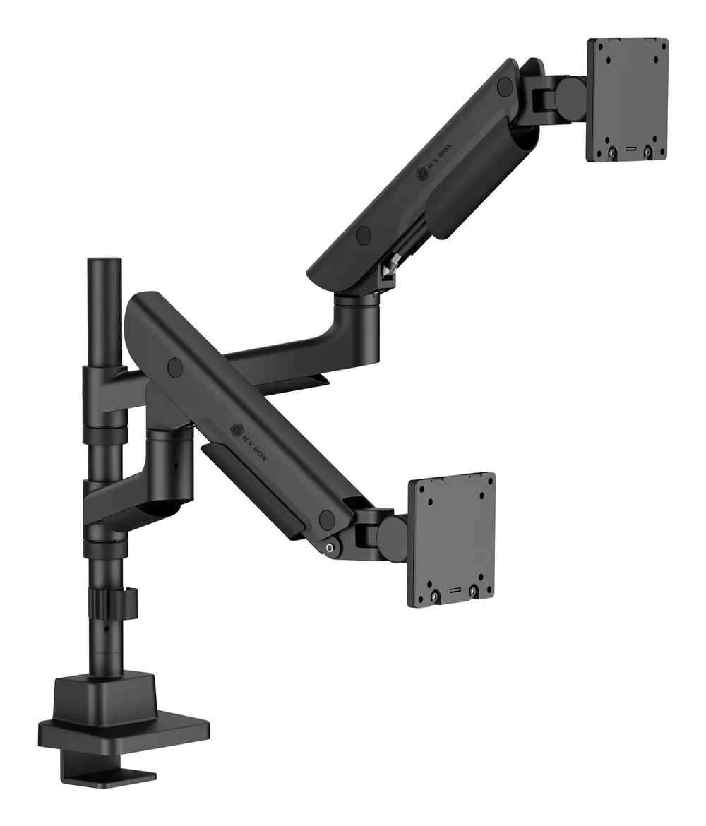 Icy Box IB-MS702-T Monitorhalterung Tisch 2 Monitore 24 bis 57" VESA 75x75 bis 100x100 Max 27kg