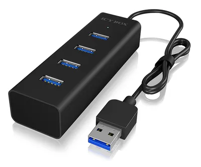 ICY BOX USB-Hub IB-HUB1409-U3, 4-port, Alumnium, schwarz
