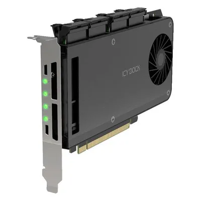 PCIe Karte ICY DOCK MB204MP-1B 4x M.2 NVMe PCIe 4.0 Steckplätze Hot-Swap