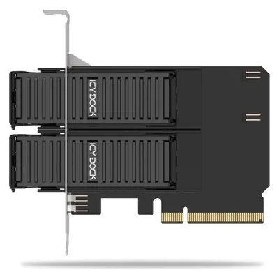 Adapter ICY DOCK MB312M4P-B Dual M.2 NVMe PCIe 4.0 x8 Hot-Swap