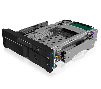 Festplattenrahmen ICY BOX IB-173SSK 5.25 Zoll 2x SATA/SAS Aluminium Schwarz
