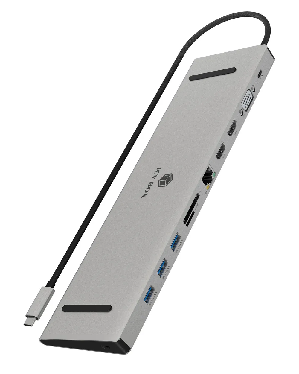 Dockingstation ICY BOX IB-DK2106a-CPD USB-C 100 W 3xUSB-A 2xHDMI VGA SD/RJ45 Aluminium