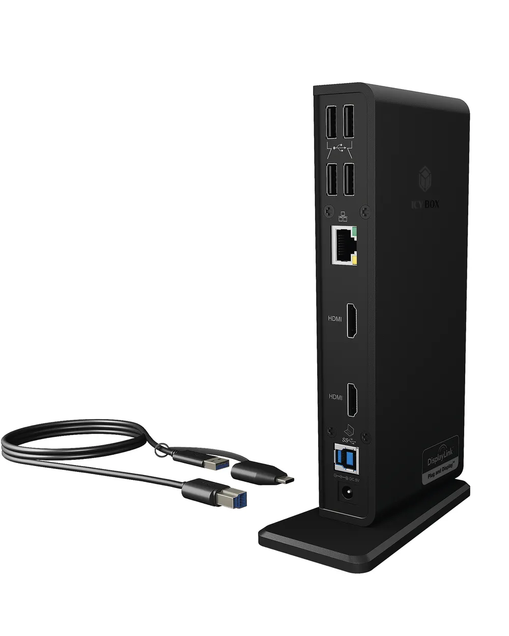 Dockingstation ICY BOX IB-DK2251AC USB 3.2 Gen2 2x HDMI Gigabit LAN Audio Schwarz