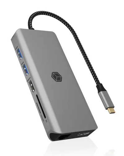 Dockingstation ICY BOX IB-DK4061-CPD USB-C 100W HDMI LAN Kartenleser Grau