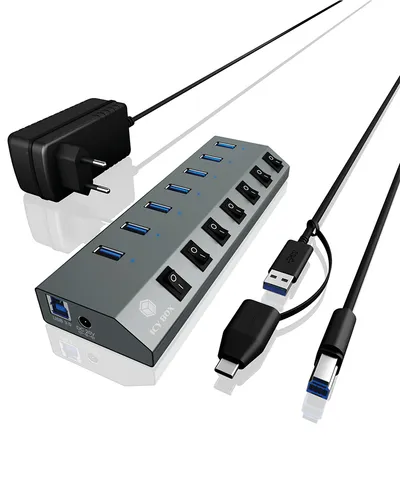 Hub ICY BOX 7 Ports 5 Gbit/s IB-HUB1701-C3 Aluminium Netzteil