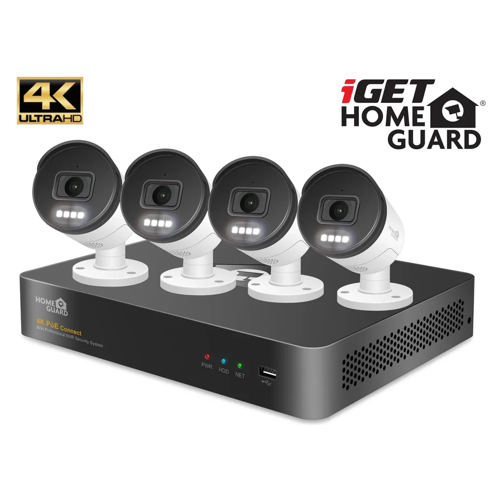 iGet HOMEGUARD HGNVK88504 - kamerový PoE systém s 4K rozlišením, obousměrným zvukem a LED