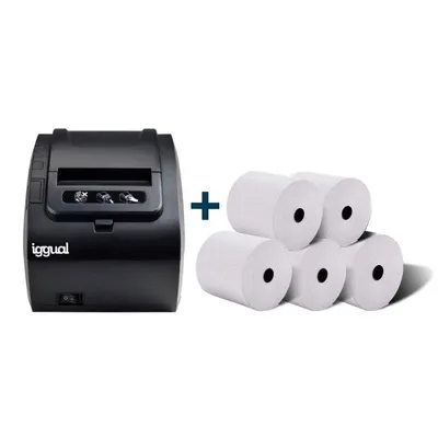 Belegdrucker iggual TP8002 Kit Schwarz 80 mm 260 mm/s USB Ethernet 5 Rollen