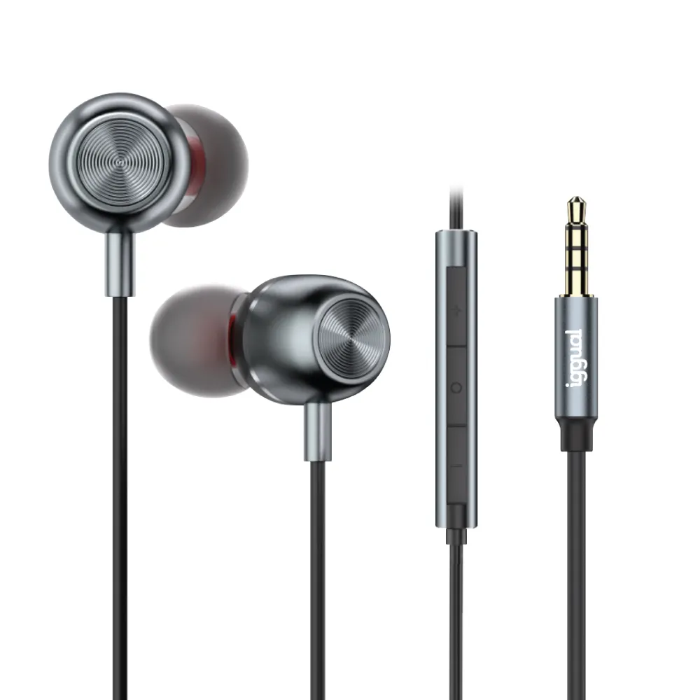 Kopfhörer iggual mit Kabel 3,5 mm In-Ear Mikrofon Lautstärkeregelung Schwarz