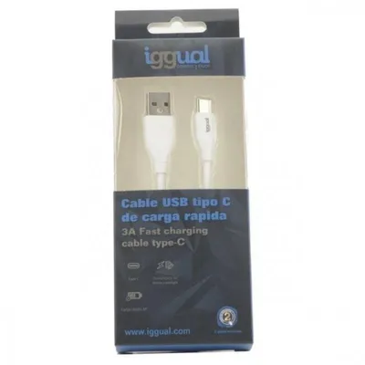USB-Kabel iggual USB-A/USB-C Quickcharge 3.0 1m Weiß