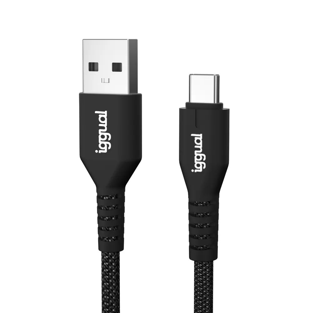 Kabel USB IGGUAL IGG320006 USB-A nach USB-C 1,8 m USB 2.0 480 Mbit/s Schwarz
