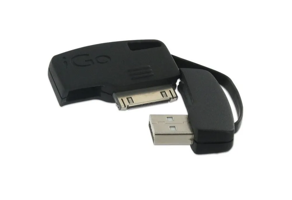 iGo USB Lade-Kabel Ladegerät Schlüssel-Anhänger Smartphone-Kabel, USB Typ A, Apple Dock-Connector, Dock-Connector 30-pol. für Apple iPhone iPod Touch Nano Classic iPad