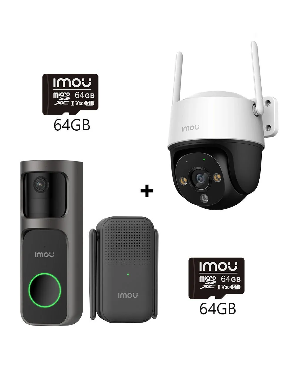Eingangs- & Außensicherheitsset – Intelligente Überwachung & Gartenübe, Türklingel 3MP 2K+ Außenkamera 3MP 2K / + 2 Stück 64GB Speicherkarte
