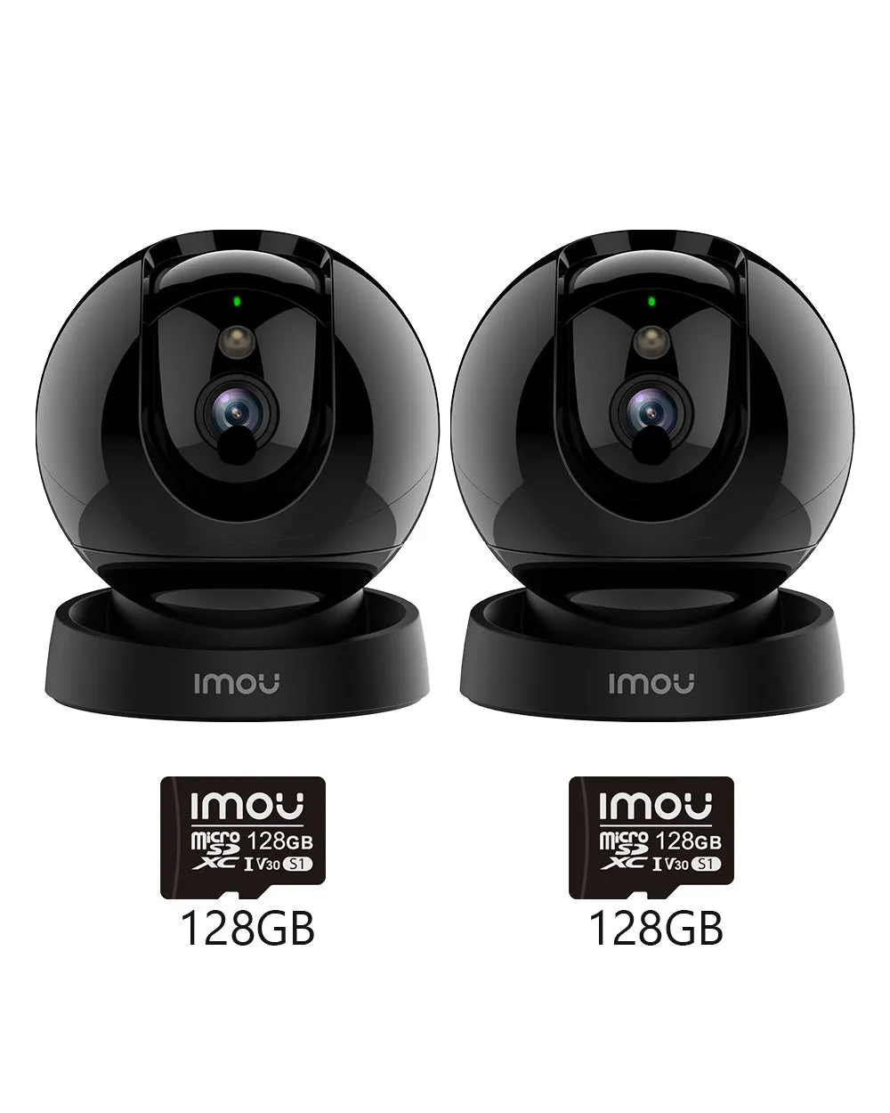 IMOU Rex 3D Indoor WiFi Überwachungs-Sicherheits-Smart-Kamera, 2 Stück [5MP 3K] Set / + 2 Stück 128 GB Speicherkarte