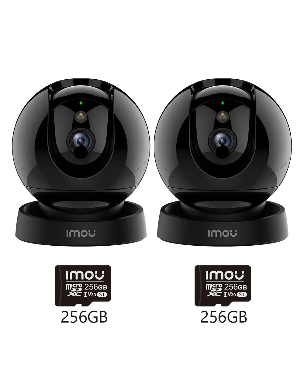 IMOU Rex 3D Indoor WiFi Überwachungs-Sicherheits-Smart-Kamera, 2 Stück [5MP 3K] Set / + 2 Stück 256 GB Speicherkarte