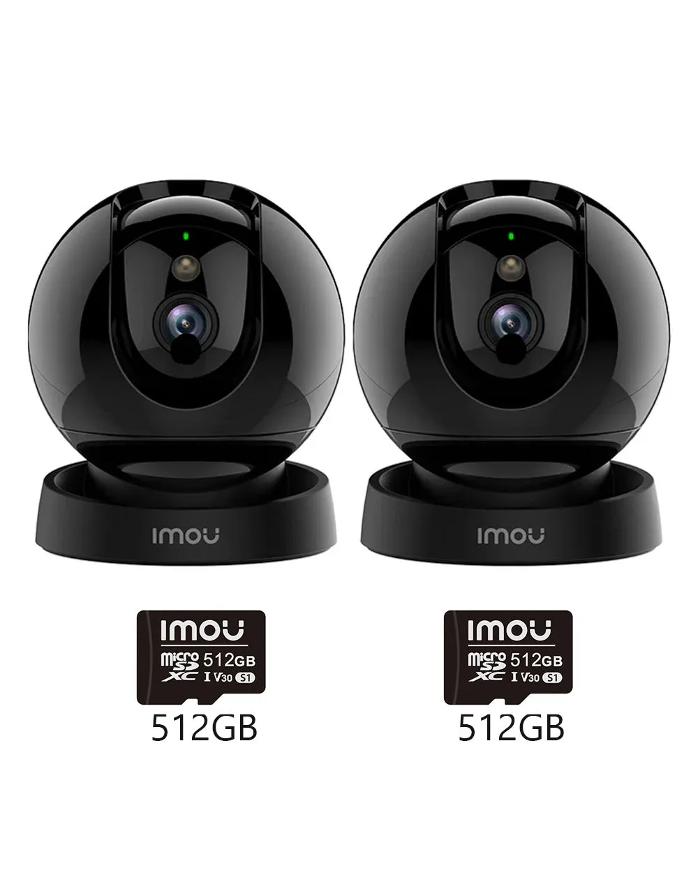 IMOU Rex 3D Indoor WiFi Überwachungs-Sicherheits-Smart-Kamera, 2 Stück [5MP 3K] Set / + 2 Stück 512 GB Speicherkarte